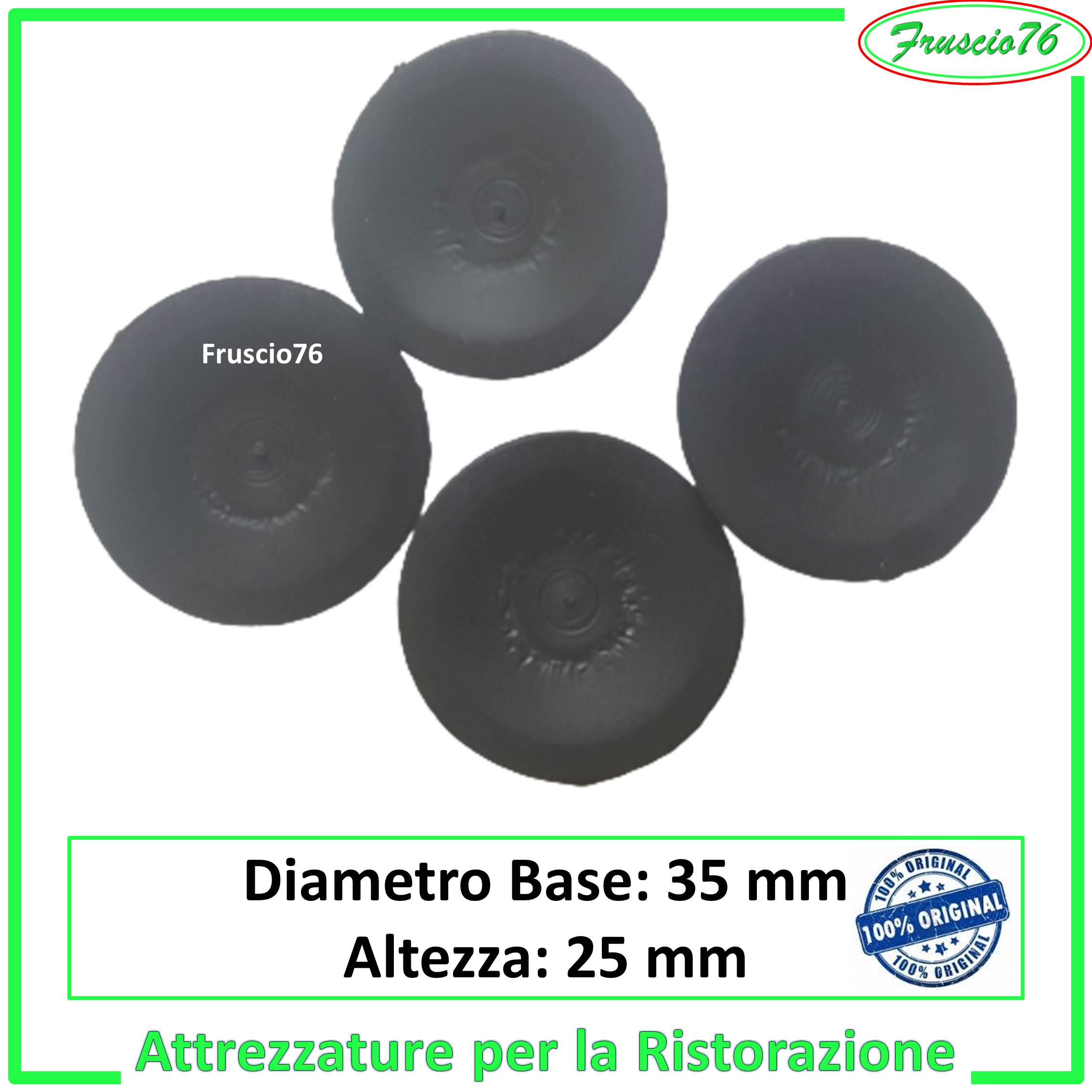 Kit n 4 Piedini per Affettatrice Neri in Gomma di Ricambio H 40 mm